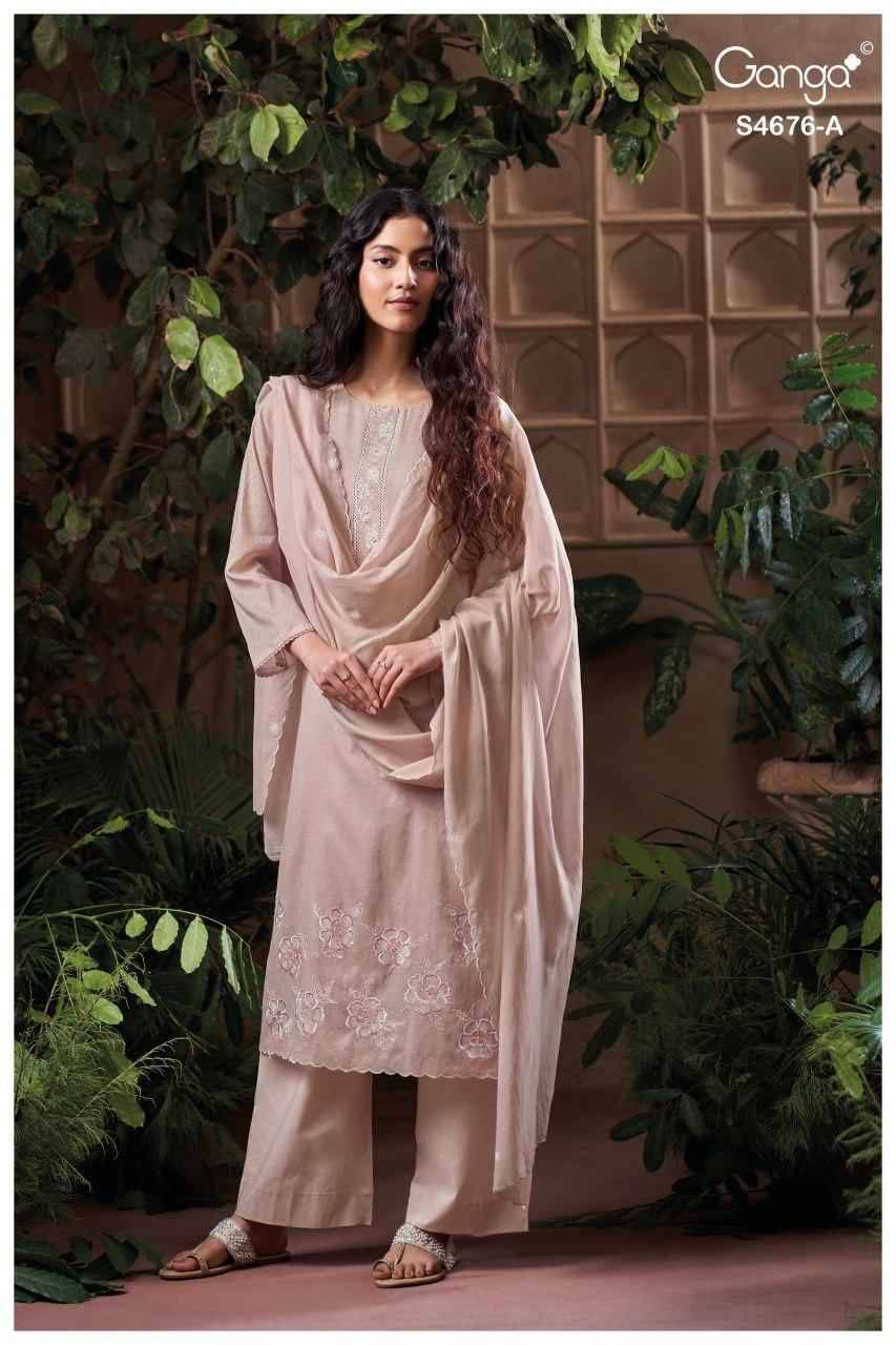 BIREVA 4676 Series By Ganga Fashion  Beautiful Festive Suits Stylish Colorful Fancy Casual Wear & Ethnic Wear PURE BEMBERG MUL Dresses At Wholesale Price